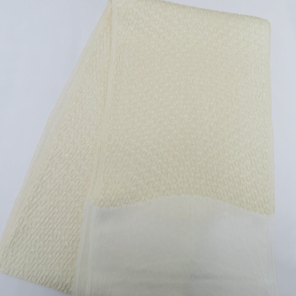 帯揚げ 正絹 オフホワイト ゴールド ラメ入り 金糸 膨れ織 ちりめん