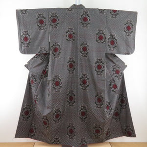 Tsumugi Kimono Real Oshima Tsumugi Pattern Chrysanthemum, Lined Bee Bee Collar Brown Pure Silk Casual Casual Kimono