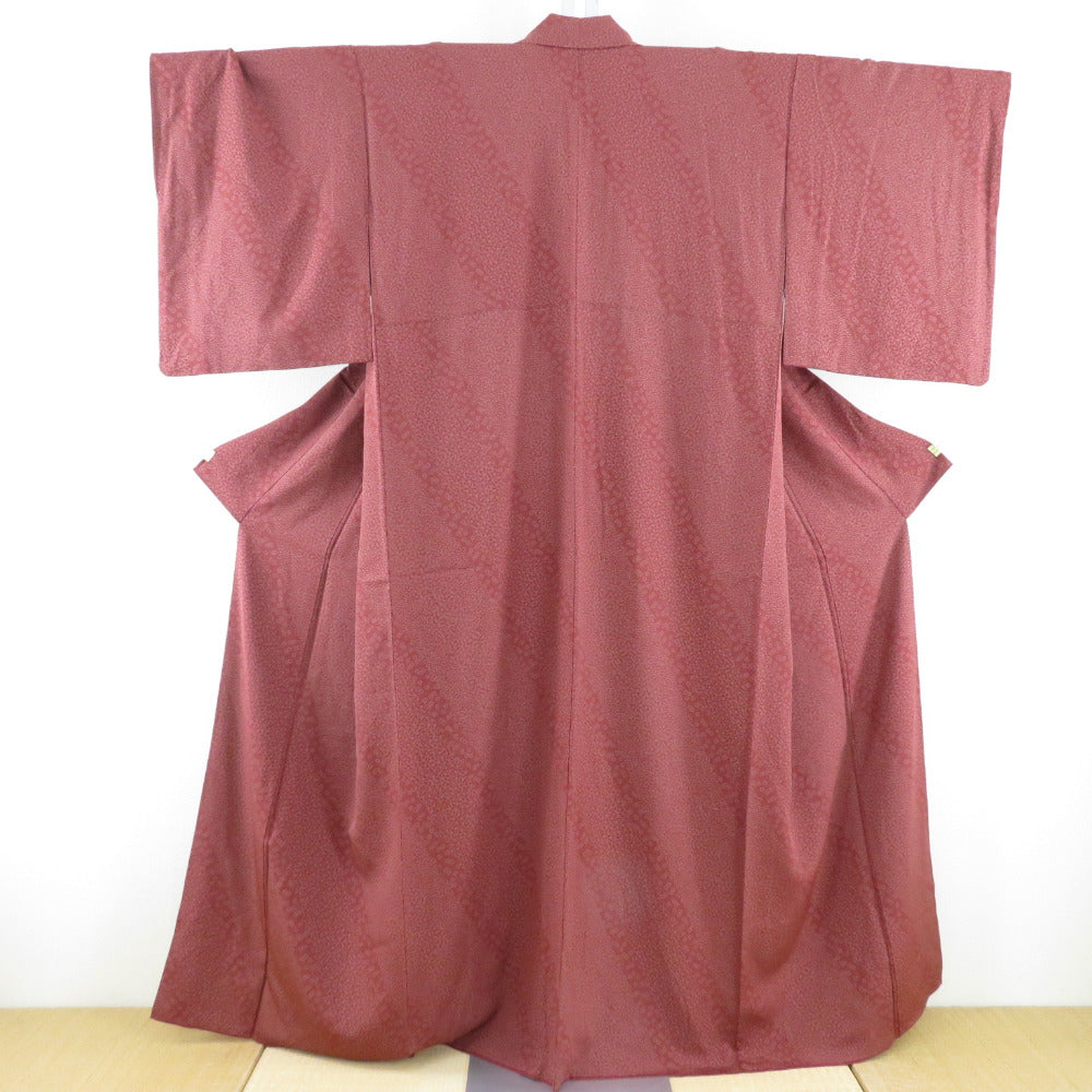 Komon Kouhana Public Lined Collar Red Collar Red Pure Silk Railing Casual Kimono 157cm