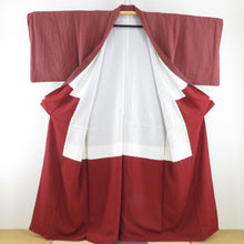 Load image into Gallery viewer, Komon Kouhana Public Lined Collar Red Collar Red Pure Silk Railing Casual Kimono 157cm