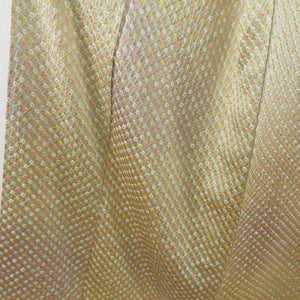 Komon squeezed multi -color pattern Lined wide collar Yellow pure silk tailoring casual kimono 162cm