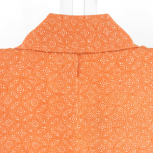 Edo Komon Pattern Pattern Pattern Orange Lined Bee Bee Bee Collar Silk No Silk Crest