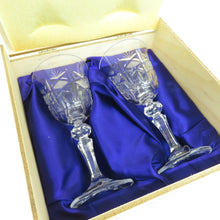 Load image into Gallery viewer, BOHEMIA CRYSTAL Bohemian Clearstal Pair Grass Wood Box Unused