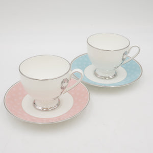 NARUMI Narumi Tableware Felicita! Cup & Saucer Couple Coffee Set Pink Blue