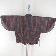 Load image into Gallery viewer, Tsumugi Kimono Ensemble coat with a lattice pattern with coat gray gray pure silk casual