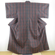 Load image into Gallery viewer, Tsumugi Kimono Ensemble coat with a lattice pattern with coat gray gray pure silk casual