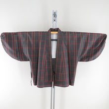 Load image into Gallery viewer, Tsumugi Kimono Ensemble coat with a lattice pattern with coat gray gray pure silk casual