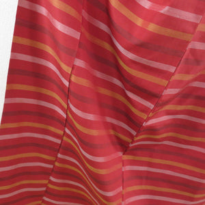 Tsumugi Kimono Ensemble Horizontal Weather Shade Striped War Collar Red Pure Silk Casual Casual Tailor 157cm