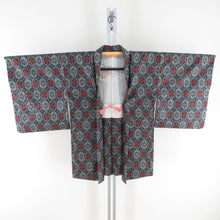 Load image into Gallery viewer, Tsumugi Kimono Ensemble Hanabishi Popular Hanabishi Public Bee Collar Black Gray Pure Silk Casual Tailoring Light 161cm