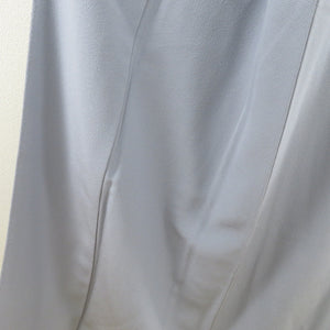 Color Solid silk gray gray purple lined lined collar one crest, five sizkiri crest tailoring kimono kimono