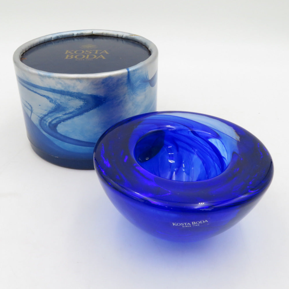 KOSTA BODA ATOLL Candle Holder Blue Costaboda Sweden