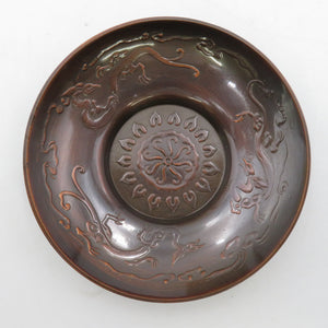 Takaoka Copper Copper Gin Gong -do Pure Bronze Tea 5 pieces Set Bronze Dragon Carving Box Daily Goods for Daily Goods