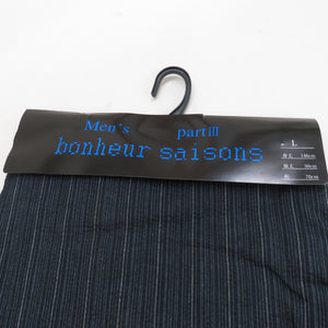 bonheur saisons ボヌールセゾン 浴衣 メンズ 男性用ゆかた Lサイズ 黒紺色 縞柄 綿麻 しじら織り 夏祭り 花火大会 男物 仕立て上がり 身丈146cm
