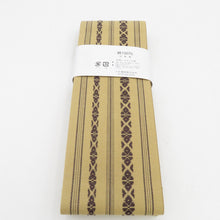 Load image into Gallery viewer, Corner 100 % cotton cotton cotton band Japanese made in Japan Donation Pattern × Dark brown men&#39;s classic yukata band men&#39;s male band kimono length 400cm