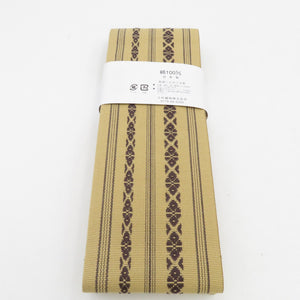 Kakubi 100 % cotton cotton cotton belt in Japan Made in Japan Donation Pattern × Dark brown gentleman men classic yukata band men's male kimono length 400cm