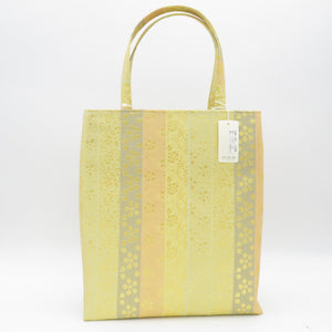 Japanese Bag Bag Kyoto Manli Koji Brocade Back Back Vertical Striped Tang Flowers Yellow Gold Handbag Tote Bag Subbag Outing Outing in Japan