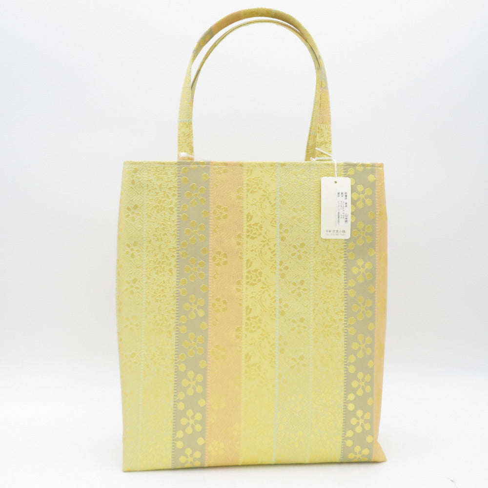 Japanese Bag Bag Kyoto Manli Koji Brocade Back Back Vertical Striped Tang Flowers Yellow Gold Handbag Tote Bag Subbag Outing Outing in Japan