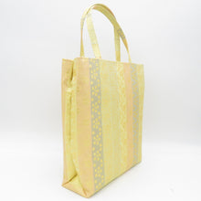 Load image into Gallery viewer, Japanese Bag Bag Kyoto Manli Koji Brocade Back Back Vertical Striped Tang Flowers Yellow Gold Handbag Tote Bag Subbag Outing Outing in Japan