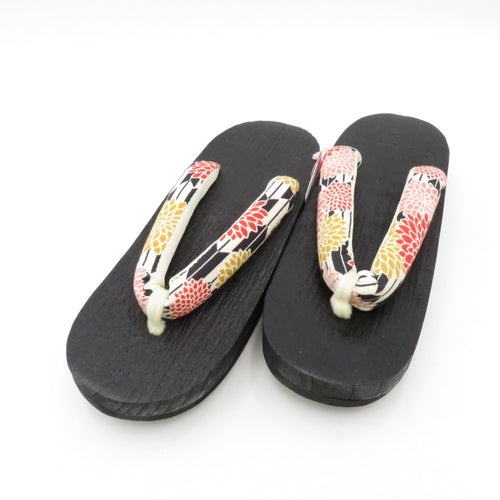 Clogs Yukata Kiri Clogs 24.0cm Ladies on arrow wings chrysanthemum nap black black table casual women's footwear for women