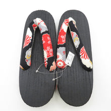 Load image into Gallery viewer, Clogs Yukata Kiri Clags 24.0cm Ladies Snow Rube Chrysanthemum Nin Black Stand Casual Women Footwear Summer