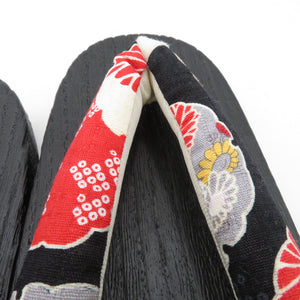 Clogs Yukata Kiri Clags 24.0cm Ladies Snow Rube Chrysanthemum Nin Black Stand Casual Women Footwear Summer