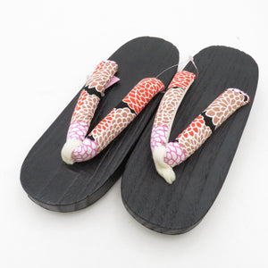 Clogs Yukata Kiri Clogs 24.0cm Ladies Chrysanthemum pattern Nin Black Women Casual Footwear Summer