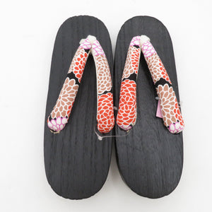 Clogs Yukata Kiri Clogs 24.0cm Ladies Chrysanthemum pattern Nin Black Women Casual Footwear Summer