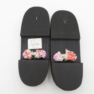 Clogs Yukata Kiri Clogs 24.0cm Ladies Chrysanthemum pattern Nin Black Women Casual Footwear Summer