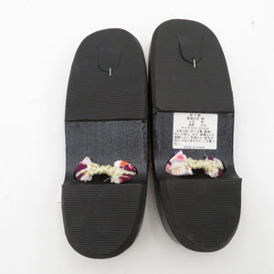 Clog Yukata Kiri Clogs 24.0cm Ladies Ume pattern Nin Black Stand Casual Casual Footwear Summer