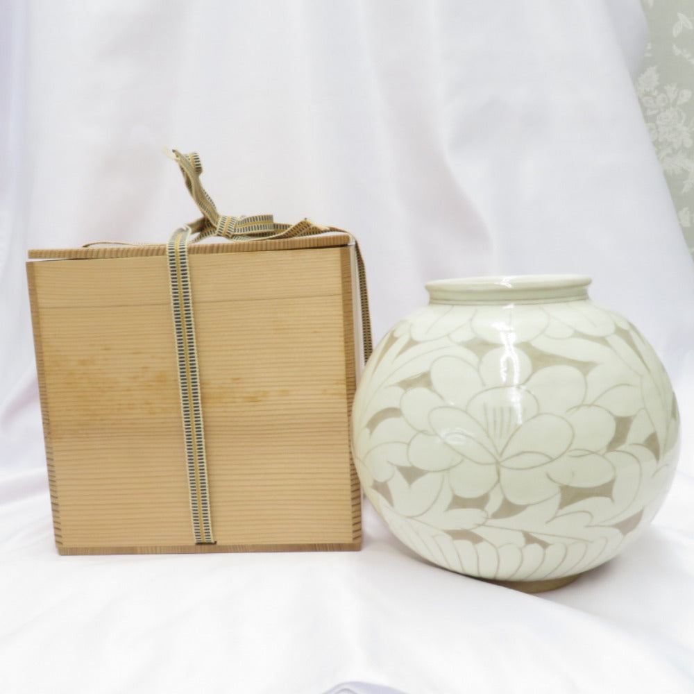 Haruta Haruyama Haruyama Kiln Cabinet Mishima Vase Mino Hanatori Box / Ceramic Annex / Folk Art Beautiful Items