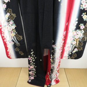 Kimono Silk Red x White x Black Gin -dori Tsuji Tsuji Popular Lined -collar Graduation Graduation Formal Tailoring Kimono Star Hall