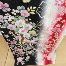 Load image into Gallery viewer, Kimono Silk Red x White x Black Gin -dori Tsuji Tsuji Popular Lined -collar Graduation Graduation Formal Tailoring Kimono Star Hall