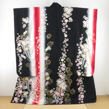 Load image into Gallery viewer, Kimono Silk Red x White x Black Gin -dori Tsuji Tsuji Popular Lined -collar Graduation Graduation Formal Tailoring Kimono Star Hall