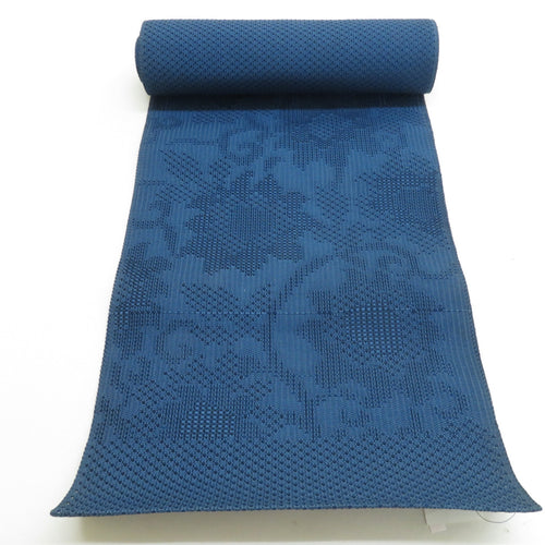 Nagoya obi -obi Polyester Summer Classes Blue Eight -dimensional Obi Hana Hanakusa Fabric Japanese Pattern Unonfigurated Product Length 440cm