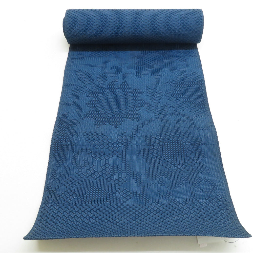 Nagoya obi -obi Polyester Summer Classes Blue Eight -dimensional Obi Hana Hanakusa Fabric Japanese Pattern Unonfigurated Product Length 440cm