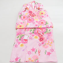 Load image into Gallery viewer, Kimono Girls Collection Set for Girls, Course, Caprician, Ujin, Sandals, Draw Strip, Hair Ornaments 6 points Pink Sakurakura Character Polyester 3 years old for girls 79cm