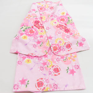 Kimono Girls Collection Set for Girls, Course, Caprician, Ujin, Sandals, Draw Strip, Hair Ornaments 6 points Pink Sakurakura Character Polyester 3 years old for girls 79cm