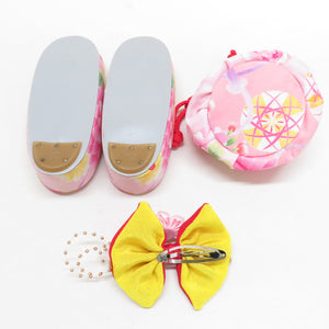 Kimono Girls Collection Set for Girls, Course, Caprician, Ujin, Sandals, Draw Strip, Hair Ornaments 6 points Pink Sakurakura Character Polyester 3 years old for girls 79cm