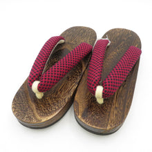 Load image into Gallery viewer, Clogs Yukata Kiri Clags 24.5cm Ichimatsu Nin Red and Blue Brown Ladies Casual Women&#39;s Footwear Summer