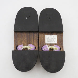 Clogs Yukata Kiri Clogs 24.5cm Ashitako Nin Nin Nin Light Purple Brown Ladies Casual Women's Footwear Summer