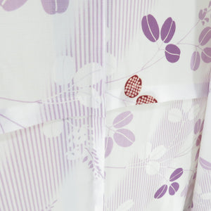 Fukumatsu -an summer kimono Yukata Keya Hagi -style white x purple bee collar polyester Washable casual summer height 168cm