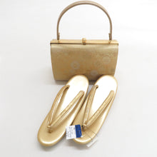 Load image into Gallery viewer, Sandals / bag set bag set Saga Nishiki Formal Golden Kiku sentence Gold 24.0cm Enamel Made in Japan