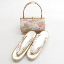 Load image into Gallery viewer, Sandals / bag sets for kimono Formal Otako white cherry blossom pattern 25.0cm enamel LL size