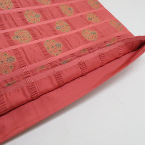 Back band swelling red pink lattice six -handed pattern pure silk casual kimono tailoring length 424cm