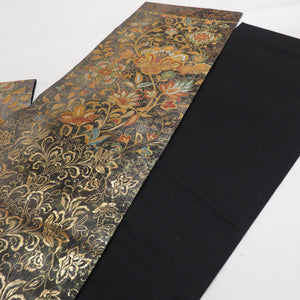 Back Obi Sora Sora Saikan Black Silver Gold Six Pattern Pure Silk Formal Kimono Winrow 460cm