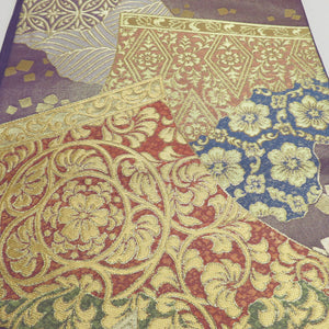 Kawashima Textile Salum Nishijin Ori Gold Gold Street Purple Gold Six -Pass Pattern Pure Silk Full Wear Formal Tailoring 440cm