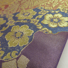 Load image into Gallery viewer, Kawashima Textile Salum Nishijin Ori Gold Gold Street Purple Gold Six -Pass Pattern Pure Silk Full Wear Formal Tailoring 440cm