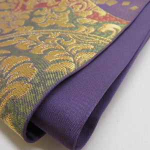 Kawashima Textile Salum Nishijin Ori Gold Gold Street Purple Gold Six -Pass Pattern Pure Silk Full Wear Formal Tailoring 440cm