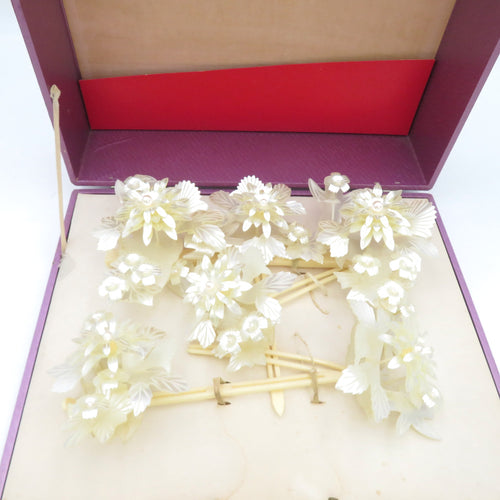 Hair ornaments / Kanzashi Bride Kanzashi Gorgeous 5 Points Set White Kiku Decoration Kimono Wating Wating Bride Hair Wedding Retro Product Vintage