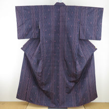 Load image into Gallery viewer, Tsumugi kimono stripes purple lined lined wide collar silk silk casual kimono tailor